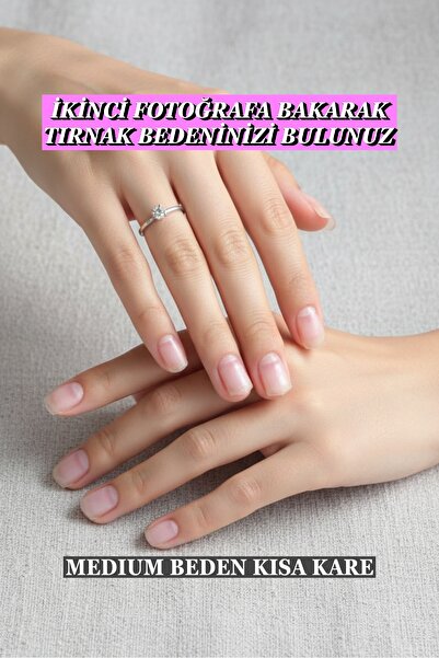 Easy Beauty 100 Adet Jel Tips MEDIUM Beden Kısa Kare Takma Tırnak Seti