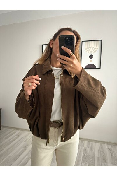 TB Butik Brand Equivalent Suede Zippered Bomber Jacket