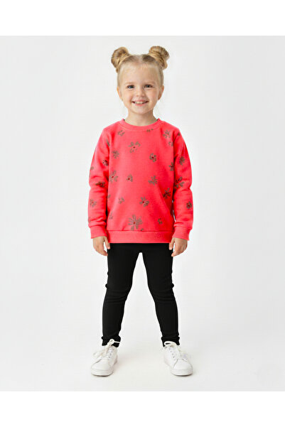 Ege Bebek Girls Seasonal 2-3-4-5-6-7-8-9-10 Years Old Ribbed Leggings Floral Printed Tracksuit Set