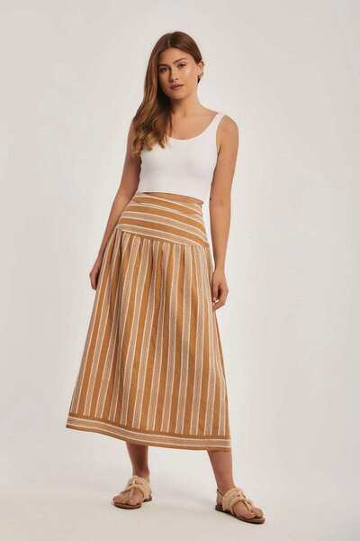 DALYDRESS Striped Midi Skirt