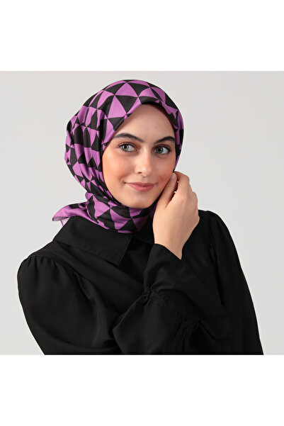 ipekistanbul Eșarfă din mătase din bumbac - model triunghi - violet