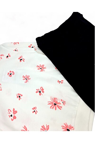 Ege Bebek Girls Seasonal 2-3-4-5-6-7-8-9-10 Years Old Ribbed Leggings Floral Printed Tracksuit Set