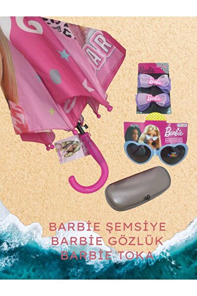 Barbie Lisanslı Çocuk Şemsiyesi , Lisanslı Gözlük ,Toka