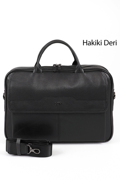 GÖNDERİ(R) Unisex Black Genuine Leather Notebook And Briefcase