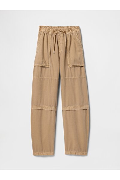 GAP Kadın Kahverengi Mid Rise Easy Utility Barrel Pantolon