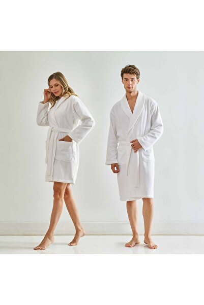 Linens Halat de baie alb din bumbac moale - Marimea L