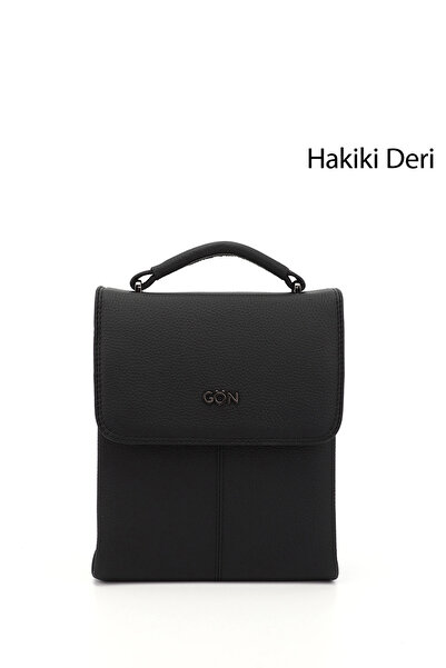 GÖNDERİ(R) BLACK Gön Genuine Leather Medium Size Unisex Shoulder Bag Q3675