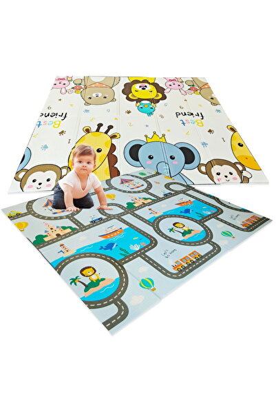 İnfant Hobby Best Friends Premium Katlanabilir Çif Taraflı Oyun Matı (ÖZEL KORUYUCU KENAR BİYELİ)