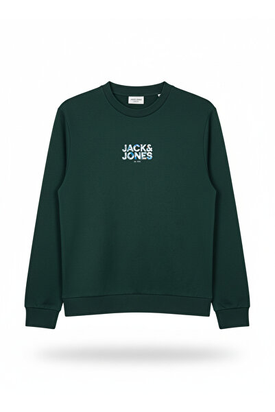 Jack & Jones Erkek Minimal Gögüs Baskili Bisiklet Yaka Sweatshirt - New Plas