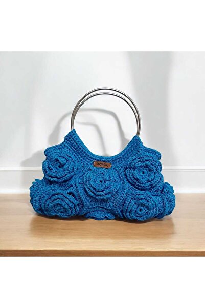 Handmade Gül Motifli Çanta . makrome gül çanta