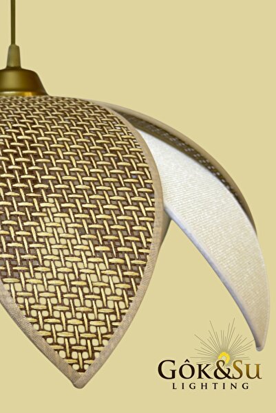 Göksu Lighting Rattan Pervane Model Sarkıt Avize Salon Oturma Odası Hol Antre Mutfak