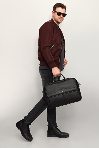 GÖNDERİ(R) Unisex Black Genuine Leather Notebook And Briefcase