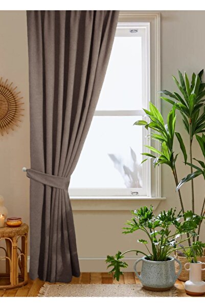 home color home Κουρτίνα φόντου με βελούδινη υφή καφέ κηρήθρας 140x260 Απλό ραμμένο έξτρα κορδόνι