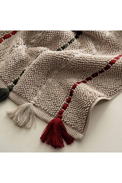 Ecocotton Χαλάκι μπάνιου Katari 100% βαμβακερό κέντημα στο χέρι Μπεζ 50x80 εκ.