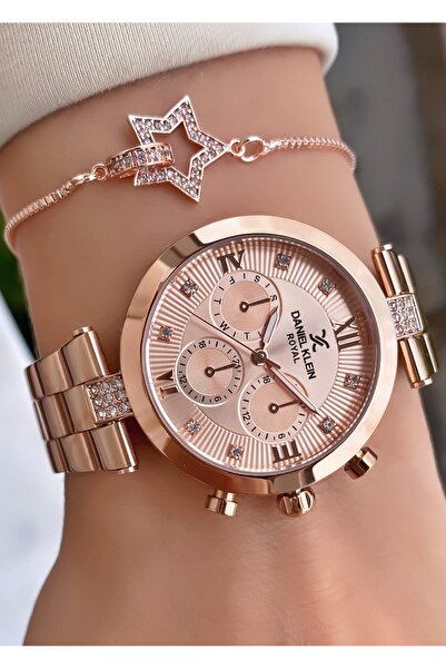 Daniel Klein Marka Rose Gold Renk 2 Yıl Garantili Kesme Cam Kadın Kol Saati -...