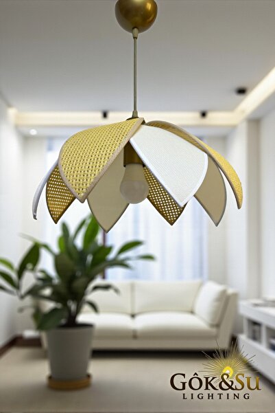 Göksu Lighting Rattan Pervane Model Sarkıt Avize Salon Oturma Odası Hol Antre Mutfak