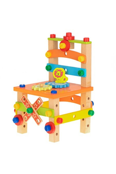 OEM Banc de lucru din lemn pentru copii, scaun de asamblat cu unelte, joc interactiv, multicolor, 3+