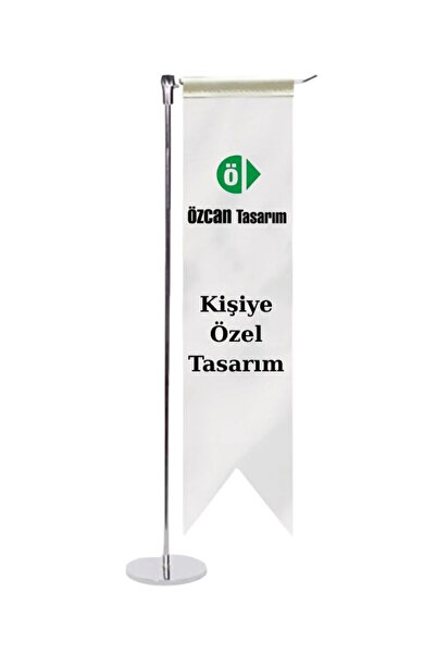 Özcan Tasarım Kişiye Özel Masa Bayrağı - Kırlangıç Bayrak - Logolu Masa Bayrağı