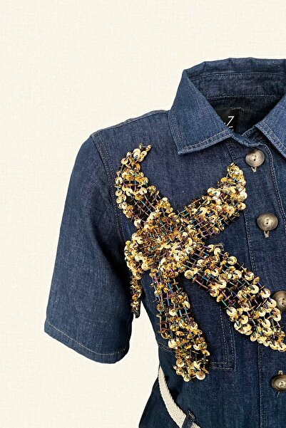 GZ Design Gold Deniz Yıldızı Işlemeli Jean Tulum