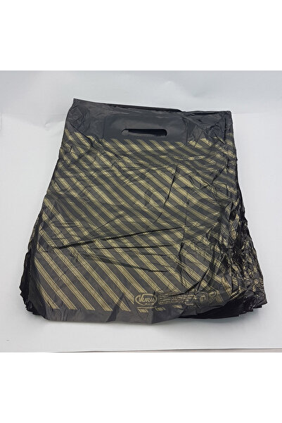 YOK YOK AMBALAJ Takviyeli Diagonal El Geçme Mağaza Poşeti 50 Adet 50 X 60 Cm Şerit Desenli Alışveriş Poşeti