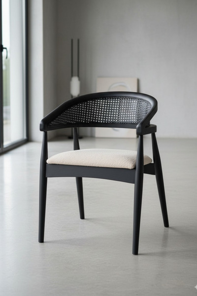 Woodenbend Florida Siyah Ahsap Hazeranlı Sandalye ( 1 Adet )