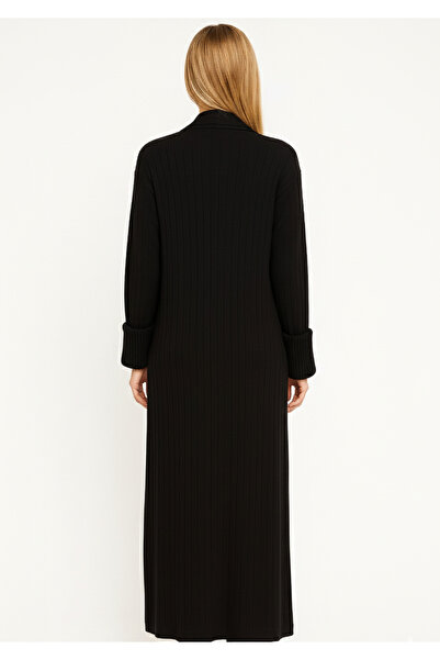 Wearified Kadın Şal Yaka Oversize Uzun Triko Hırka