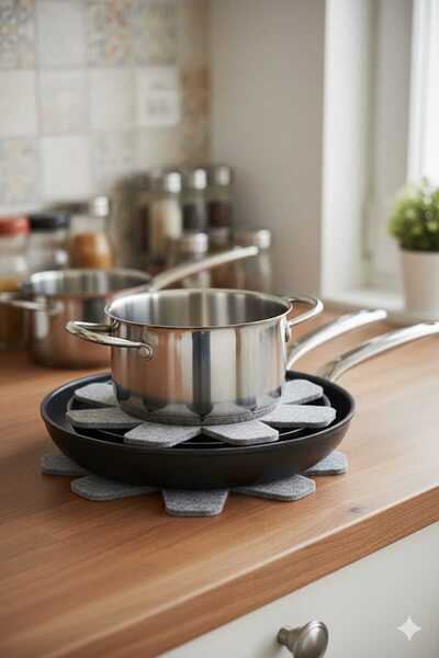 MYS FLEX 5Lİ GRİ Keçe Tava Koruyucu Çizilmeyi Önleyen Pratik ve Yumuşak Tava ...