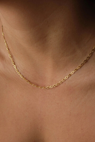 ESBAFLOR Çelik Pullu Plaka Kalp Zincir Kolye Altıgen Kalpli Kolye Minimal Kararmaz 3mm