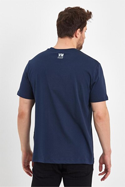 VENA Μπλουζάκι Ryan με τύπωμα Crew Neck - Navy Blue