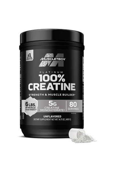 MUSCLETECH بلاتينيوم 100% كرياتين أحادي الهيدرات ميكرونيزد نقي لتقوية العضلات - بدون نكهة (400 جرام)