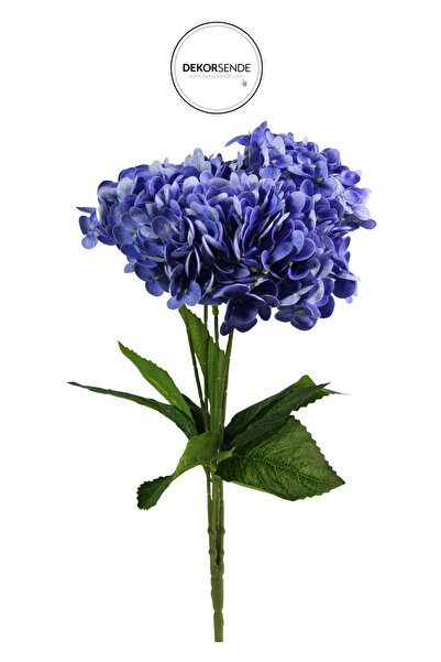 Dekorsende Yapay Ortanca Demeti Islak Dokulu 43 cm Koyu Mavi
