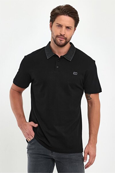 VENA Μπλουζάκι Polo με λεπτομέρεια γιακά Marco Jean - Μαύρο