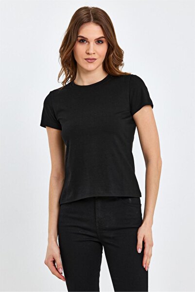 VENA Rachel Велосипедний комір Slim Fit Basic Футболка - Чорний