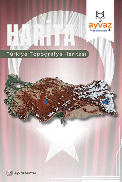 ayvazprinter Türkiye Topografya Haritası 1/78 Ölçek, 1,2x20x9,5 cm Boyutlu Maket