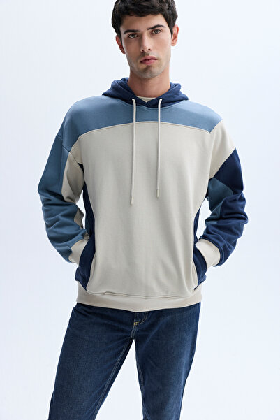 Mudo RENK BLOKLU OVERSIZE KAPÜŞONLU SWEATSHIRT