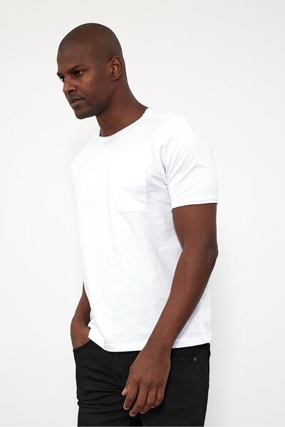 VENA Μπλουζάκι Simon με λεπτομέρεια τσέπης με λαιμόκοψη - Λευκό