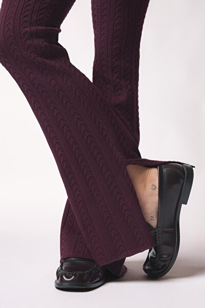 Bershka Cable-knit flared trousers