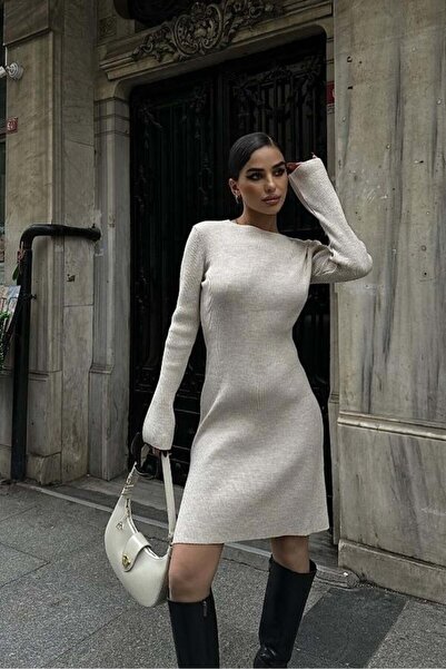 Lijuri Brigita Sırt Dekolteli Triko Elbise 2532-01 R2-C-K4