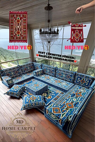 mdhomecarpet Şark Köşesi Minder Takımı | Yer , Sırt Minderi, Etnik Desen, Sal...