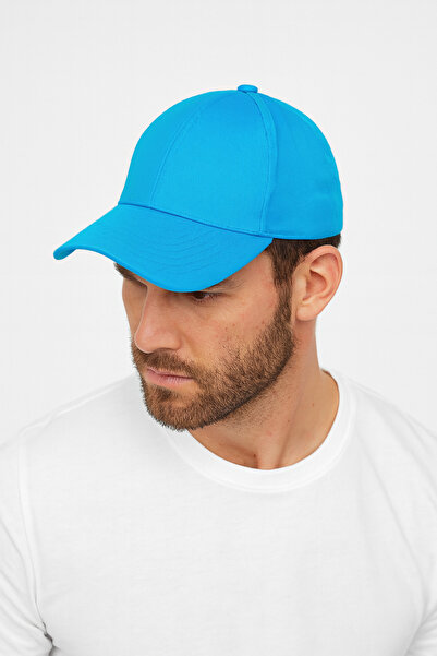 CapZone Şapka Beyzbol Kep Düz Şapka Unisex Model Arkadan Ayarlanabilir Cırtlı Mavi
