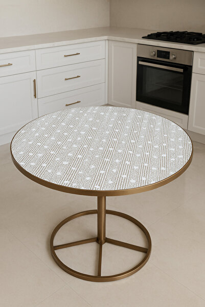 Rona Home Кругла скатертина з прозорим покриттям та мереживним візерунком, весільний набір, розкішна декоративна скатертина для журнального столика