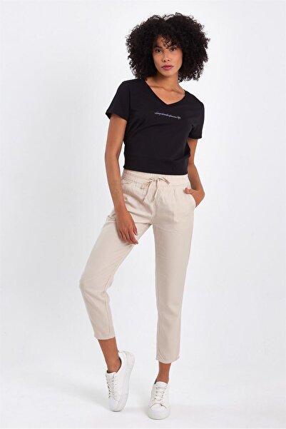 VENA Women's Alian Stone Elastic Waist Lyocell Beach Trousers