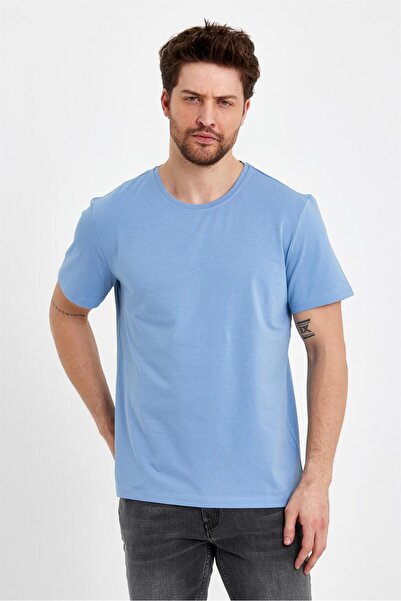 VENA Μπλουζάκι Ken Crew Neck Regular Fit Basic - Μπλε του ουρανού