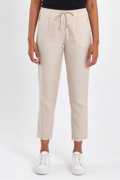 VENA Women's Alian Stone Elastic Waist Lyocell Beach Trousers