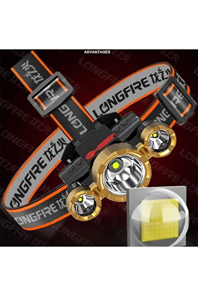 caddeoutlet 150w Ultra Güçlü Led Şarjlı 3 Led 5x Cree Led Kafa Feneri Avcı Fe...
