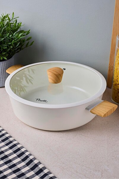 Perotti Danish Cook Beige Induction Base Carnıyarık Pot 28 cm