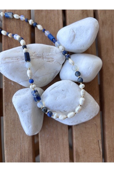 BUNİTA DESİGN Royal Harmony: Lapis, Barok İnci & Opal Taşlı Özel Tasarım Kolye