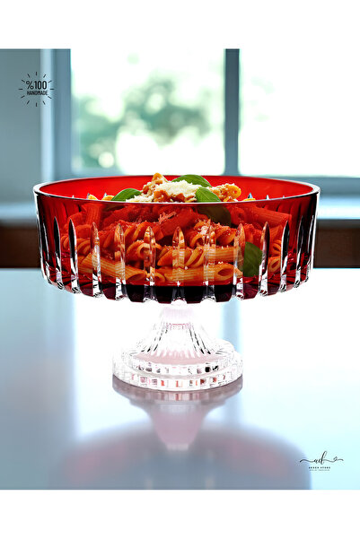 Akden Kristal Crystal Cutting Decor Handworked Colorful Glass Bowl