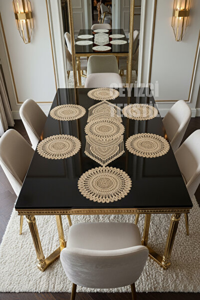 Çt Çeyizci Tekstil 1 Runner 6 Supla American Food Serving Set - Table Cloth Set