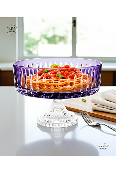 Akden Kristal Crystal Cutting Decor Handworked Colorful Glass Bowl